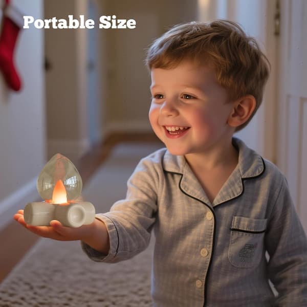 Flickering Flame Night Light - Rechargeable Campfire Lamp for Home Bar, Kids Room Decor [Ho]