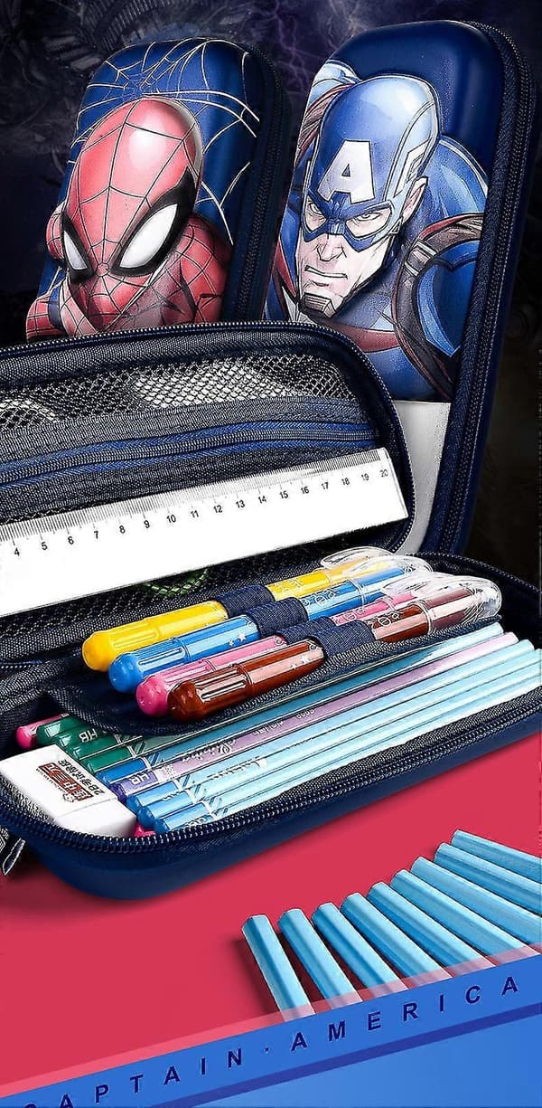 Children's Pencil Case with Zipper, Cute Pencil Case Large Capacity 3d Eva Cartoon Multifunctional Stationery Box, Children's School Gift Captain Ameri