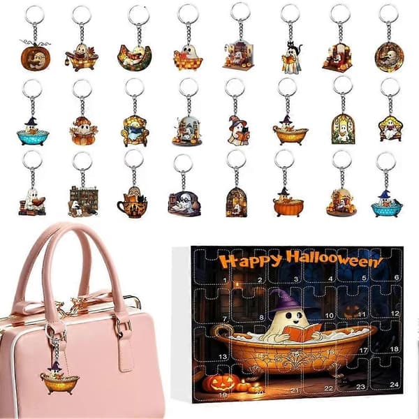 Halloweenpynt Nedtællingskalender Tæl ned til Halloween 24-vedhæng Kalender 2D Akrylpynt Souvenir C[DB] C C