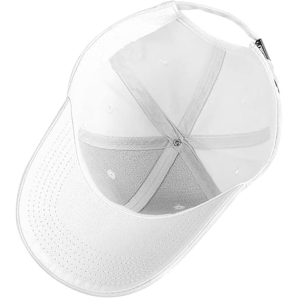 Baseballcaps for menn og kvinner, justerbar, 6 paneler, avslappet baseballcaps, sommerhatt, løping, golf, snapback-caps (56-59 cm) hvit White