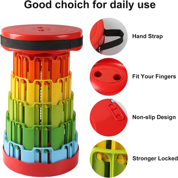 Portable Telescopic Stool, Camping Stool with 300KG Load Capacity, Lightweight Folding Stool, Foldable Stool for Outdoor Camping