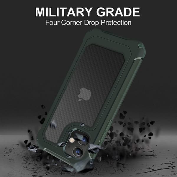 Compatible with iPhone 12 Case, 4 Corners Shockproof and Anti-Fingerprint Matte Slim Case for iPhone 12 Pro 6.1 inch (2020)-Dark Green[DB]