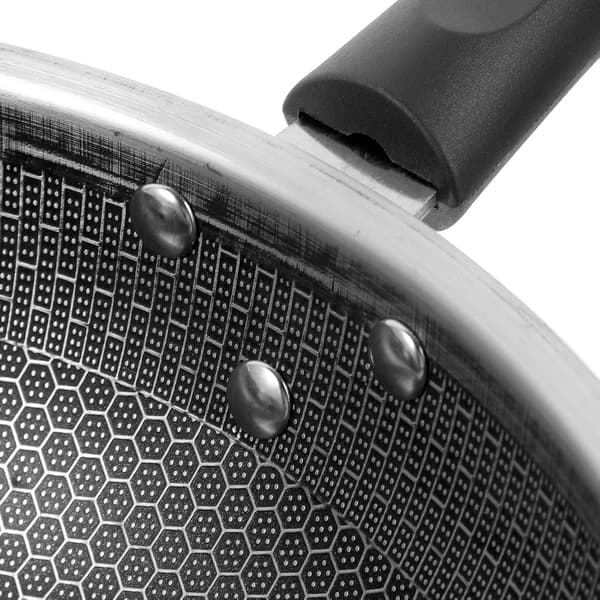Non-Stick Frying Pan Stainless Steel Wok with Honeycomb Structure Bakelite Handle Heat Retention