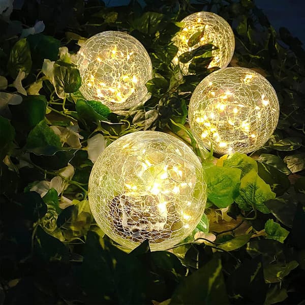 4-pakning LED julesprekkede solcellelamper 4 stk 4pc