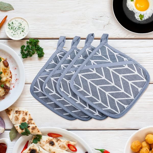 Large Square Cotton Oven Mitts, Corrosion-Resistant and Thermal Cotton and Linen Mats for Kitchen