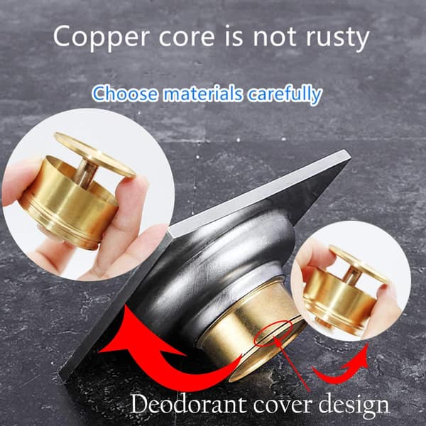 Stainless steel floor drain with check valve, double-layer filtration, effective deodorization, suitable for bathroom, kitchen, toilet.