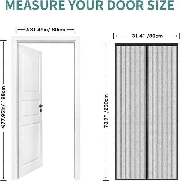 Magnetic Door Screen 80 x 200 cm, Heavy Duty Fly Screen with Strong Magnets, Durable Mesh Curtains Keep Insects Out