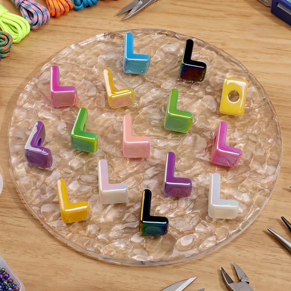 26-pack L-bokstavspärlor med stort hål, tjocka bubbelalfabetspärlor Large Letter Beads L Large Letter Beads L