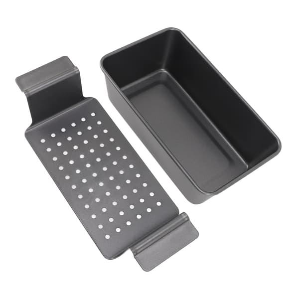 Rektangulær røykfri non-stick multifunksjonell grillpanne av karbonstål med hull og doble ører
