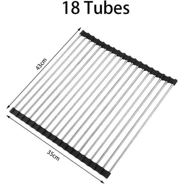 Oppvaskstativ for kjøkkenbestikk, sammenleggbart oppvaskstativ, oppvaskmatte for bestikk, 43 x 35 cm.