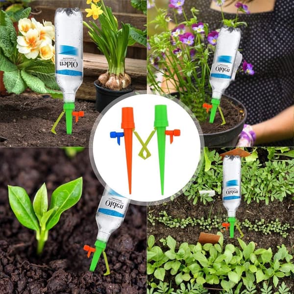 10 stk selvvannende pigger for planter, plantevanningssystem med langsom frigjøring kontrollventilbryter, selvvanning dryppvanning