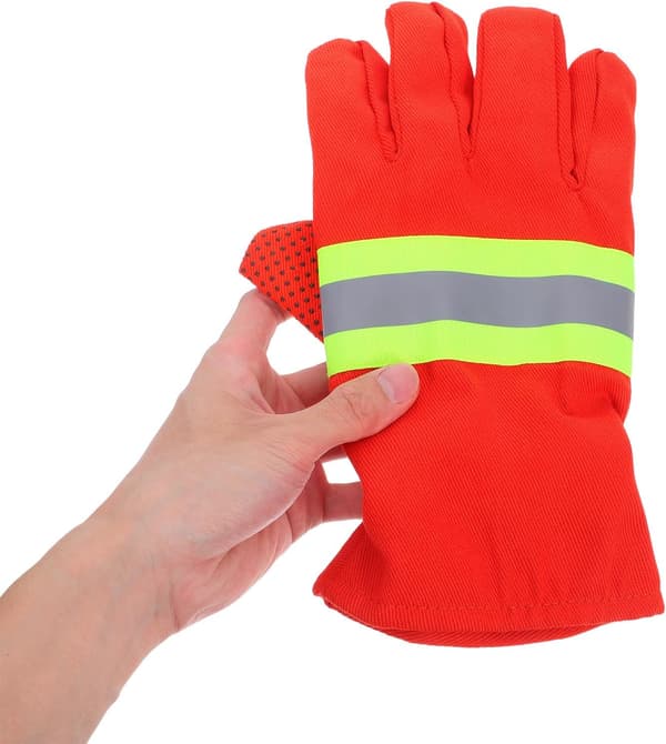 Fireproof Flame Retardant Firefighter Gloves 4pcs Thickened Orange High Temperature Insulated Rescue Gloves