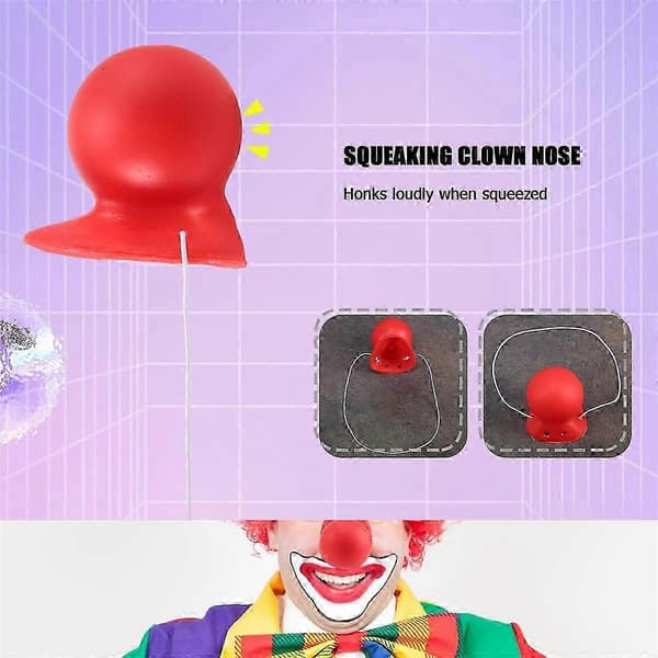 3 stk. Røde Klovnenæser Pibende Klovnenæse med Elastik til Voksne Halloween Cosplay Kostume