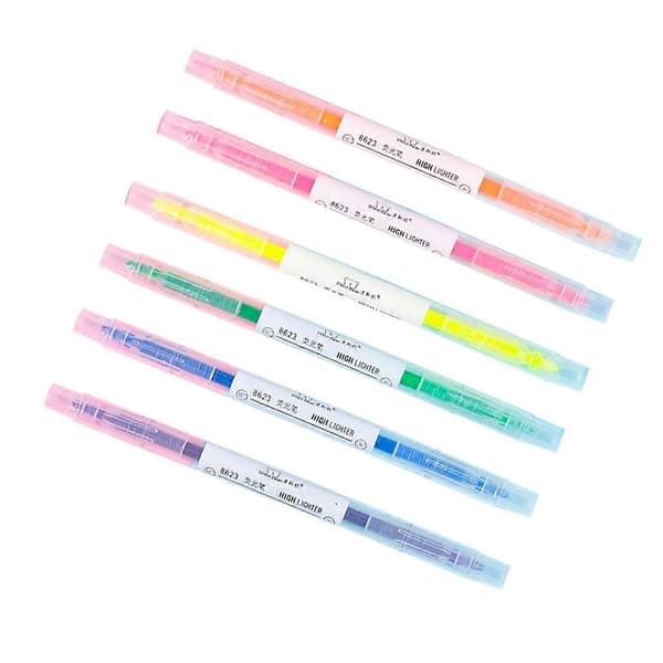 Markerpen Fluorescerende penne til markering 6 stk Dobbeltendede overstregningspenne Farver[DB]