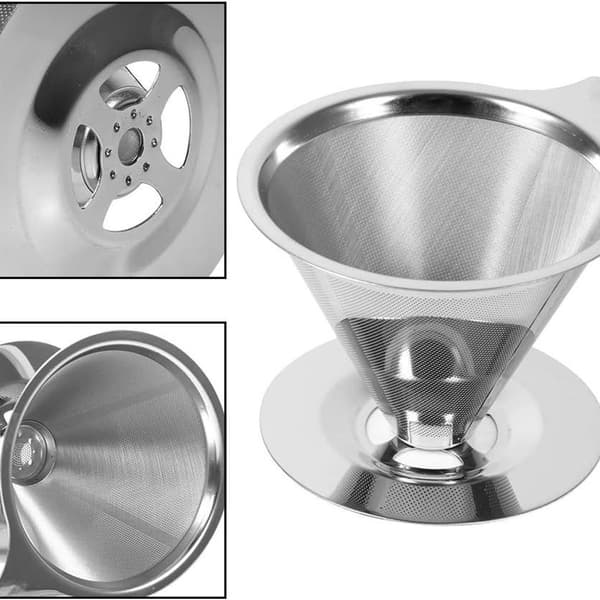 Gjenbrukbart kaffefilter i rustfritt stål, bryggefilter, dryppfilter, trakt KLB
