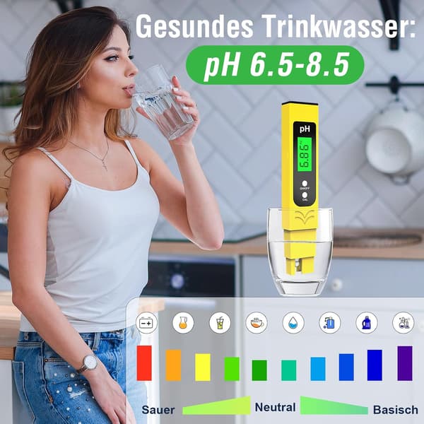 High-precision pH meter (±0.01), water quality analyzer, pool pH meter Quality Tester with blue backlit LCD and ATC