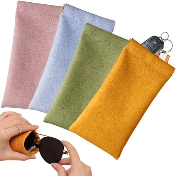 Soft Glasses Cases - 4 Pieces - Various Colors - PU Leather