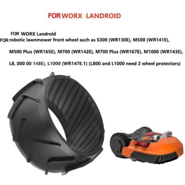 Velegnet til Worx robotplæneklipper forhjul, sort gummihjulafdækning, M500, M700, S300, M1000, M700 Plus