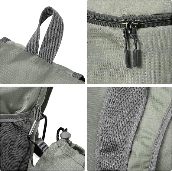 Foldable small waterproof backpack, foldable backpack for outdoor sports travel and walking leisure backpack Gray Gray
