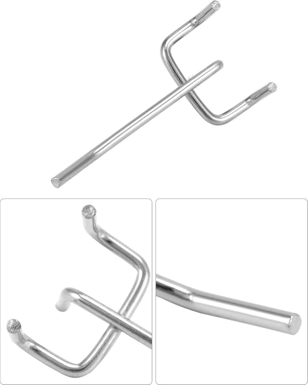 {hw} 15 Pcs Pegboard Hooks with 2.5 Holes, 5 cm Long and 3.2 mm Thick, Tool Hooks for Retail Display