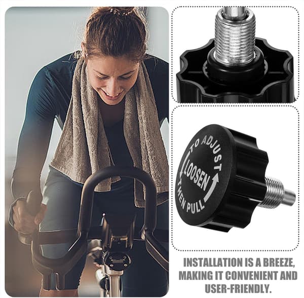 Exercise Bike Pull Pin Knob Replacement Part, Black Ball Head Screw Thread 10.0 Rod