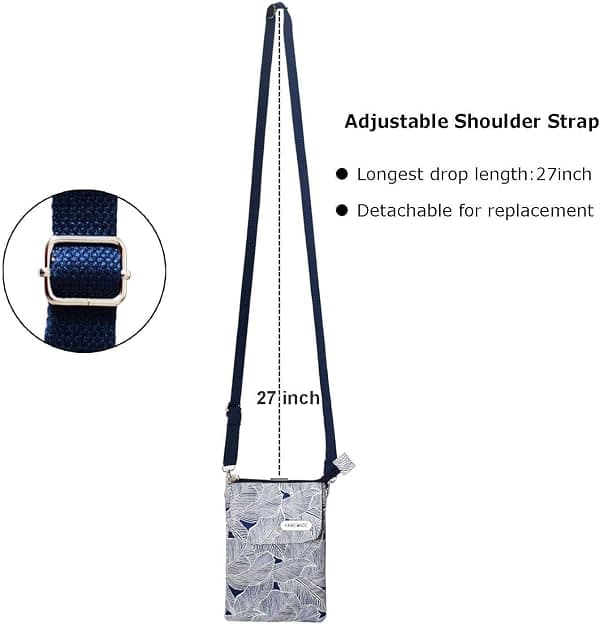 Lærred søde crossbody håndtasker mobiltelefon pung blade mønster lille skiftepose tasker til kvinder piger