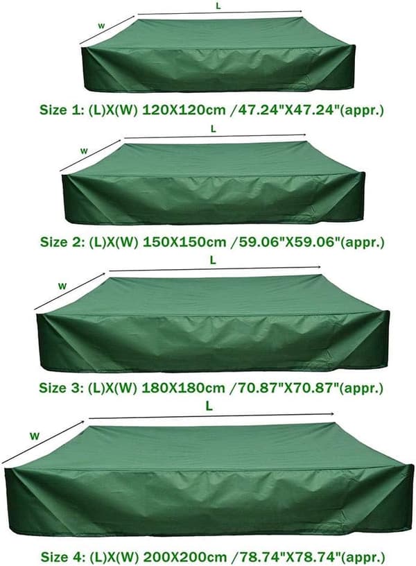 Vanntett sandkassedeksel med snøring for sandkasse 200 x 200 cm