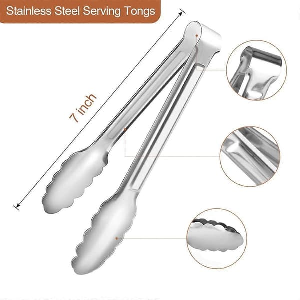 6-pack Serveringstänger Kökstänger, Buffétänger, 304 Rostfritt Stål Matserveringstång, Liten (FMY) Silver Silver