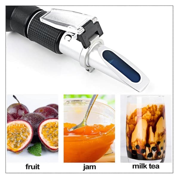 Refractometer White Size 1 Handheld ATC 0-50% Brix Range for Fruit Juice Milk Tea Sugar Meter Test (FMY)
