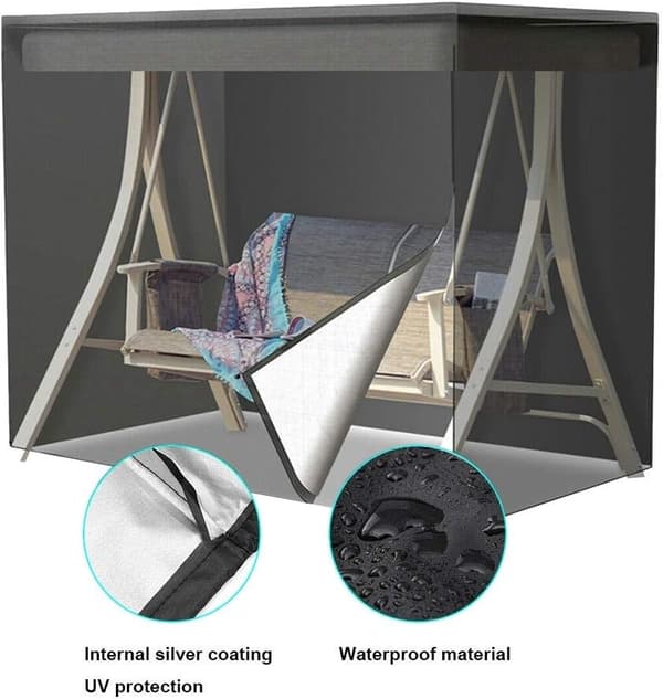 1 stk. (sort, ca. 140*66*91CM) Vippebeskyttelse, Oxford Vandtæt Anti-UV Vippebeskyttelse, Gyngeskærm