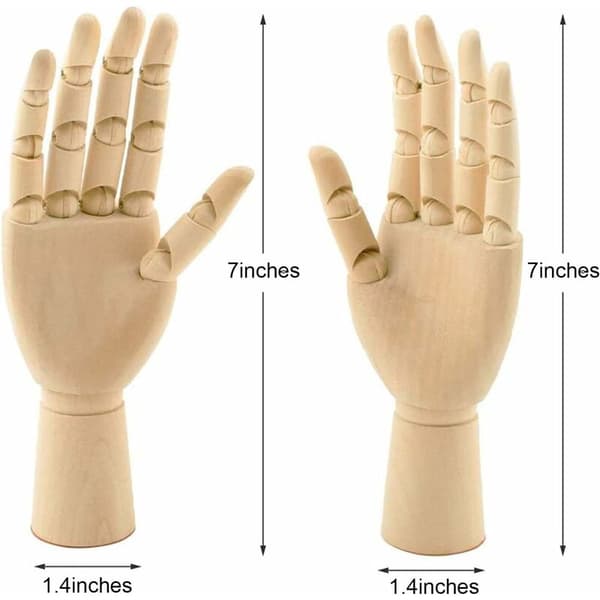 Konstnärsdocka Hand 2 st Trä Flexibel Vänster och Höger Dockmodell Skiss Leksak Present 7 Tum