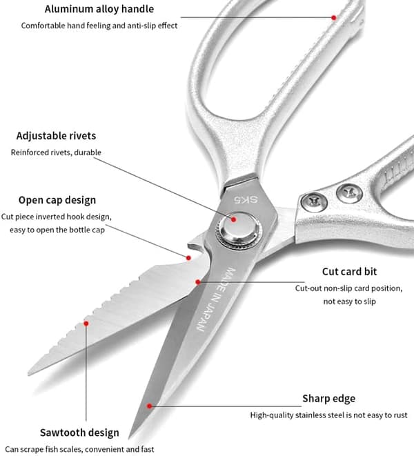 Heavy Duty Stainless Steel Kitchen Shears, Multi-functional Chicken Bone Scissors, Chef Knives, Scissors