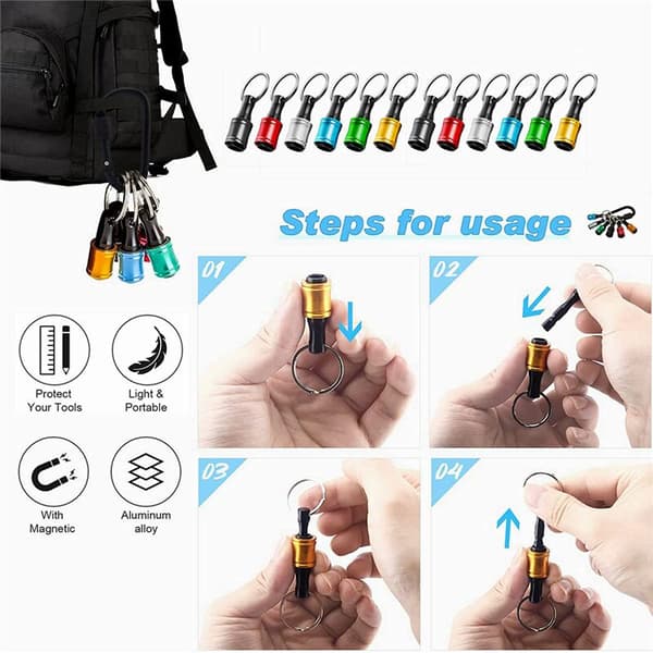 1/4 inch Hex Key Holder Bit Holder Extension Rod Keychain Screw Drill Adapter with Male Mount