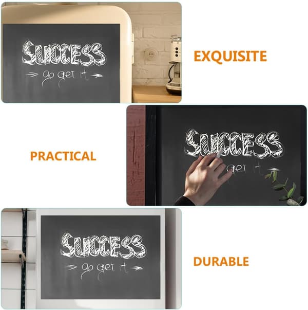 Black A4 Magnetic Dry Erase Board for Refrigerator, Small Magnetic Chalkboard Notepad
