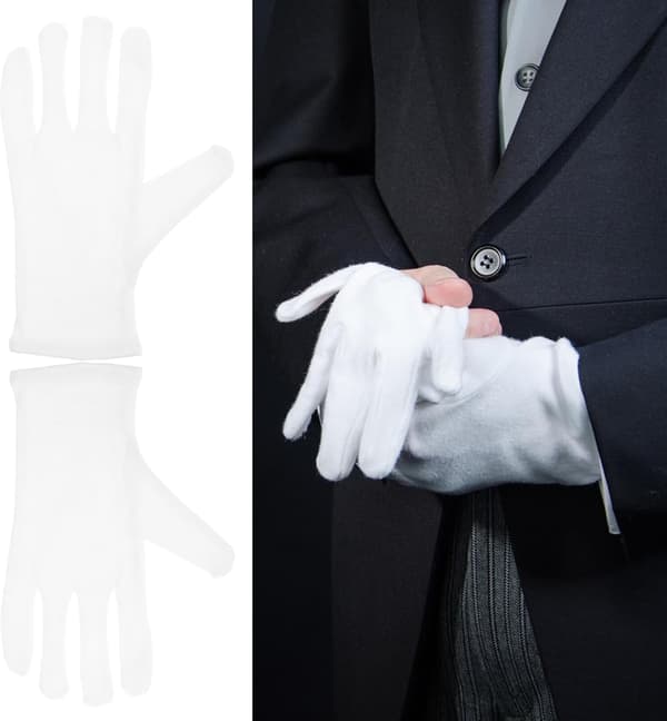 2 Pieces White Cotton Work Gloves, Non-slip Gardening Gloves