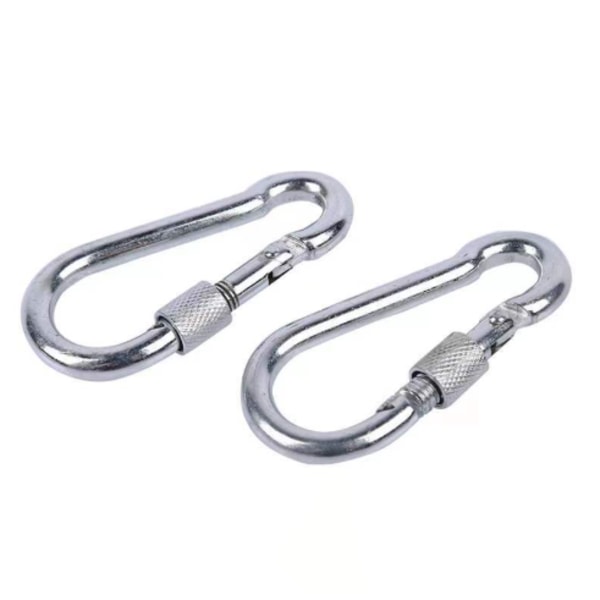 2x låsande karbinhakar, 11 mm diameter x 120 mm längd