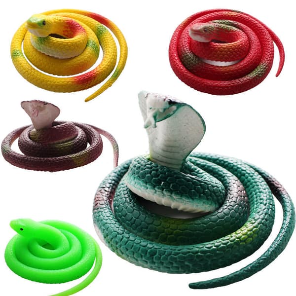 Realistiske gummislanger 3 stk tilfeldig farge tilfeldig stil, gummislange