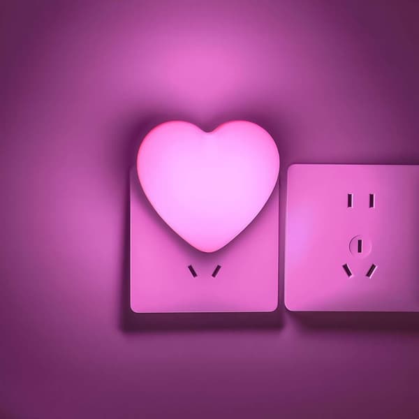 Automatic Dimmable Night Light with Dusk Sensor, for Nursery, Bathroom, Hallway, Bedroom, in Soft Pink Warm Light 2-Pack 2-pack
