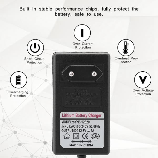 12.6V 2A DC-strømadapteroplader til lithium-ion-batteri 100-240V EU-stik (f2)