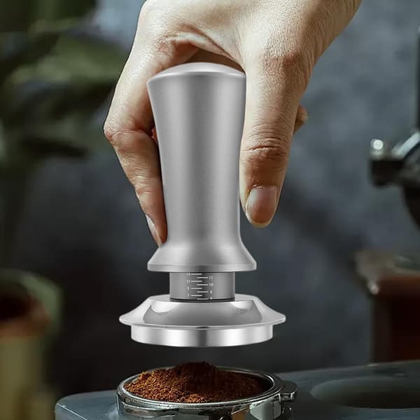 Coffee Bean Press - 53mm Spring Calibrated Manomission | Stainless Steel Express Hand Stamping, Flat Base Calibrated Spring Tool, Ground Accessories