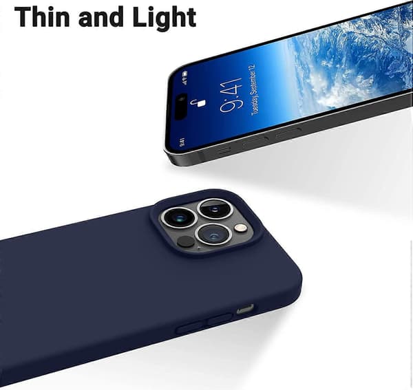 Designet for iPhone 14 Pro Deksel, Silikon Støtsikkert Slankt Tyndt Telefondeksel for iPhone 14 Pro 6.1 tommer (Midnattsblå)