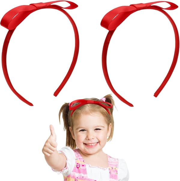 2 røde sløjfehårbånd, røde hårbånd til piger, røde hårbånd med sløjfe til kvinder og piger, festtilbehør, cosplay-tilbehør