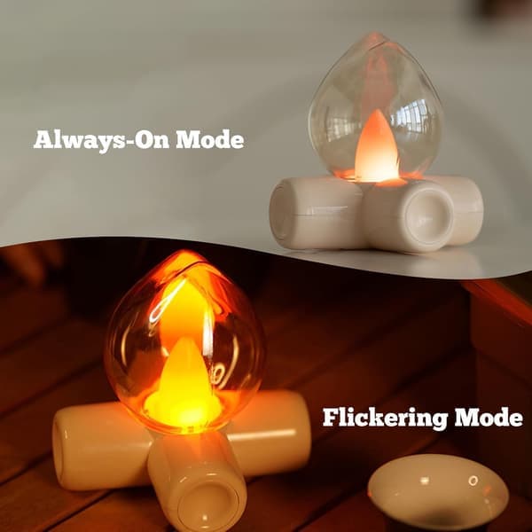 Flickering Flame Night Light - Rechargeable Campfire Lamp for Home Bar, Kids Room Decor [Ho]