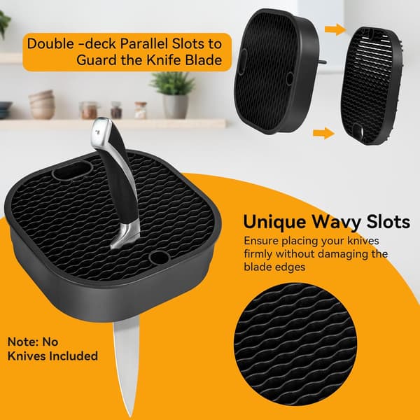 1 pc Knife Holder without Knives, Empty Kitchen Knife Block, Universal Black Knife Holder, Kitchen Knife Rack, Storage for Kitchen Knives