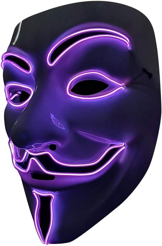 LED-mask V Vendetta-mask EL-tråd lyser upp för Halloween-kostym Cosplay-fest