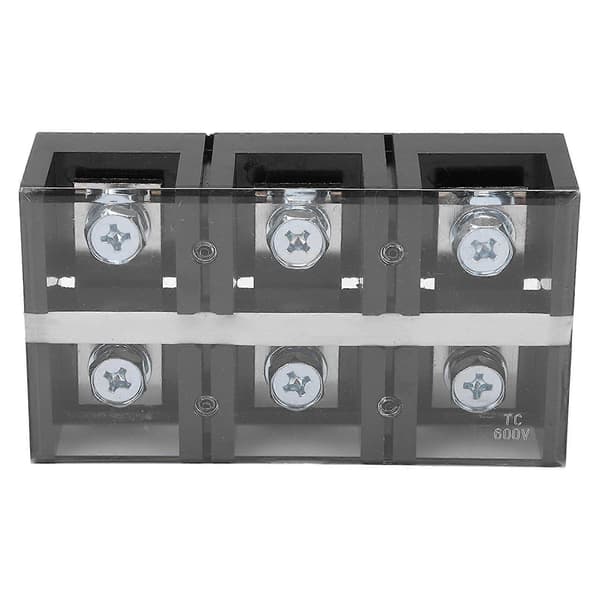 Power Supply Copper Barrier Screw Terminal Block 3 Positions 2 Rows 300A 600V