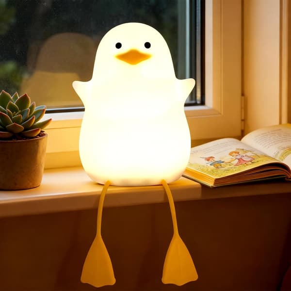 Night light for children, cute duck night light, soft silicone animal bedside lamp, dimmable night light