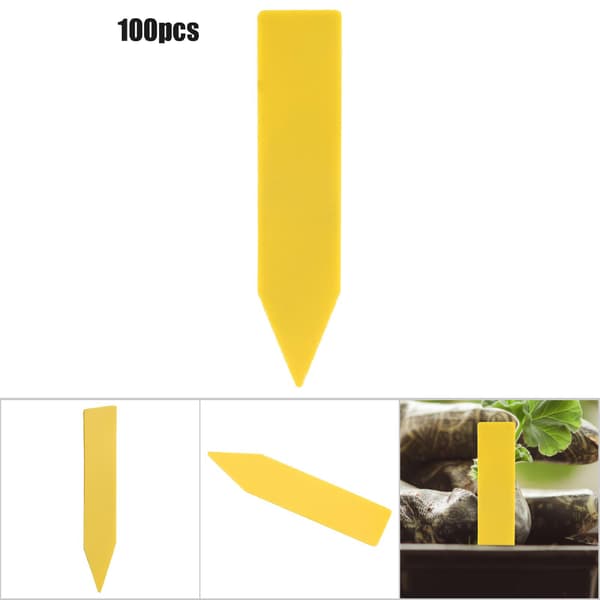 100 gule plantenavnelapper i plast Hageblomsterpinner