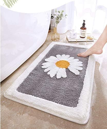 Tykt badeværelsestæppe til badeværelse, absorberende, ultrablødt tæppe, fluffy mikrofibertæppe, sengetæppe, gulvmåtte, 45x65cm