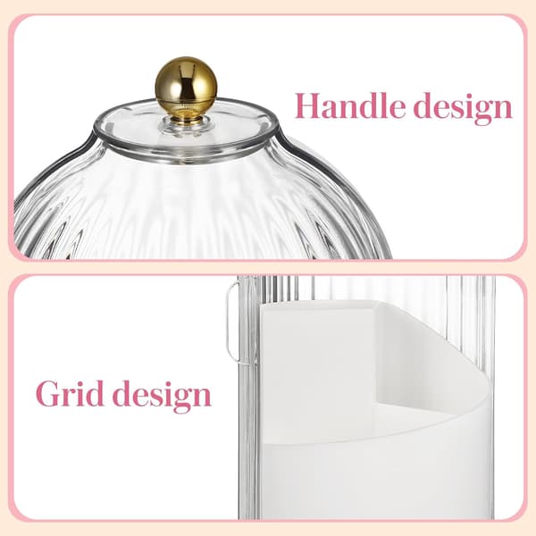 Makeup Brush Storage Box Makeup Organizer Cosmetic Storage Boxes White Pp Pet Lid Rotatable Base Use
